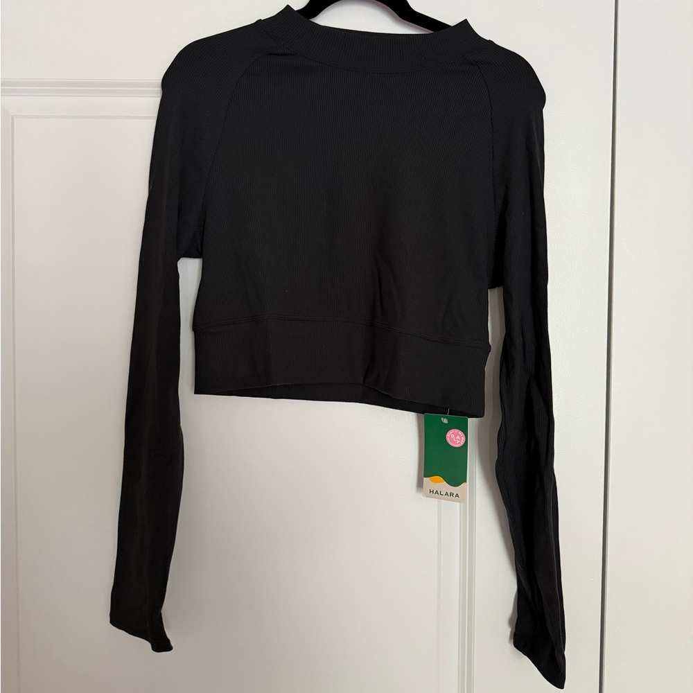 HALARA Black Long Sleeve Crop Top